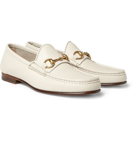 gucci white loafers mens gold|men's gucci bit loafer.